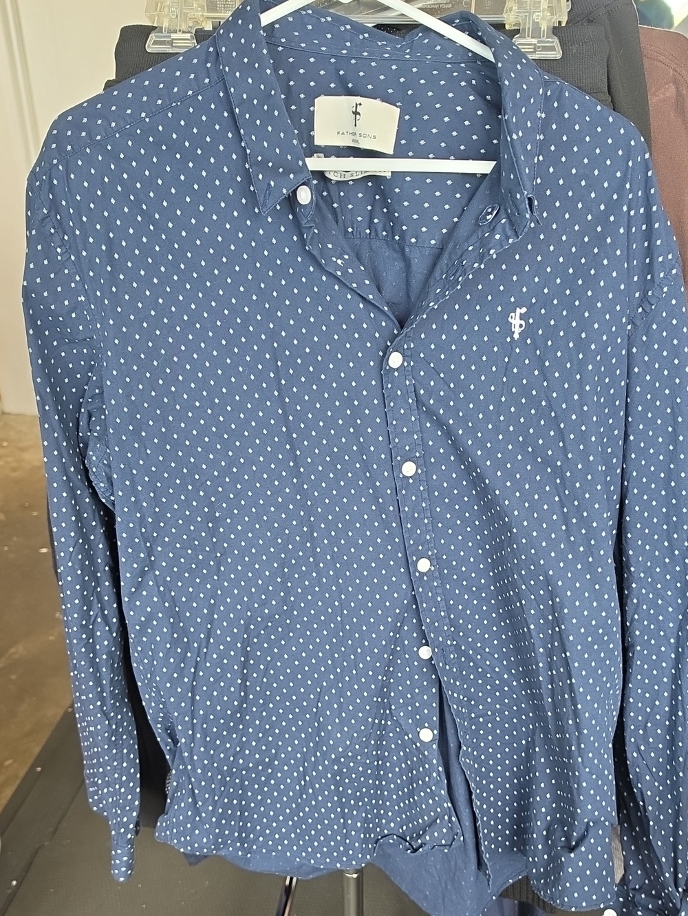 Parker Boys Navy Polka Dot Long-Sleeve Button-Down Shirt